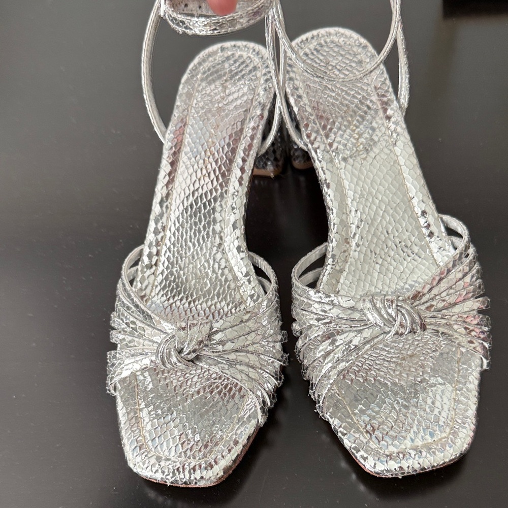 Loeffler Randall Olivia Silver Snake Pumps - Picture 2 of 9